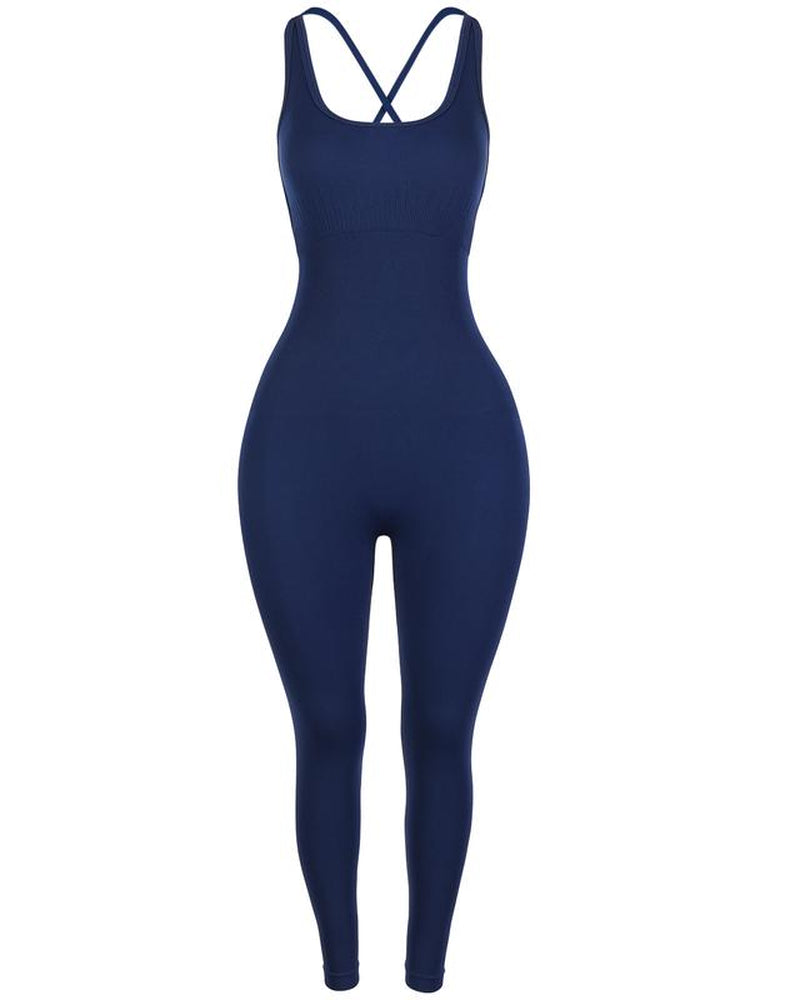 Elevate Your Workout with AUROLA Women's Seamless Strappy Jumpsuit - Perfect for Yoga and Gym Sessions!