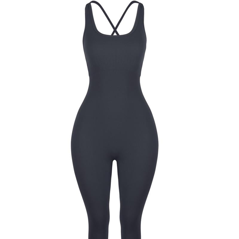 Elevate Your Workout with AUROLA Women's Seamless Strappy Jumpsuit - Perfect for Yoga and Gym Sessions!