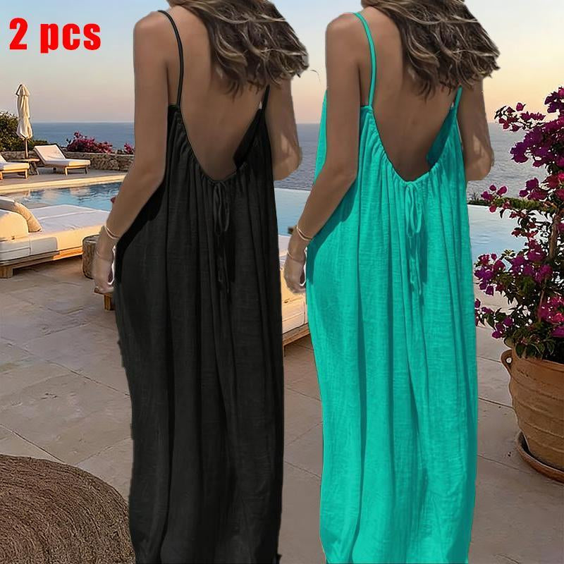 Chic and Elegant Women's Solid Color Cami Lounge Dress - Perfect Sleeveless Sleepwear for All Seasons
