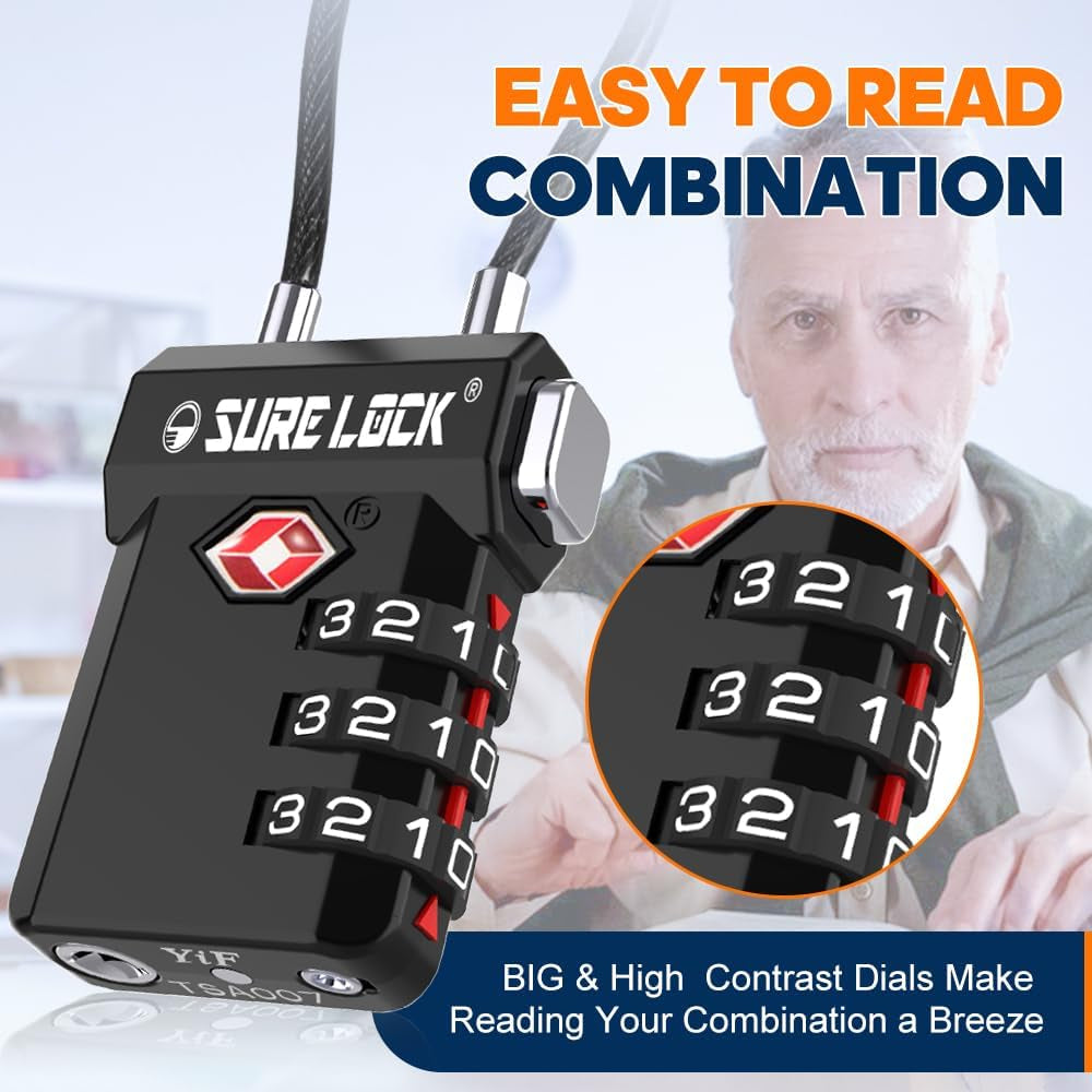 Secure Your Belongings with TSA Approved 3-Digit Combination Luggage Locks – Featuring Open Alert Indicator and Re-Settable Code for Ultimate Convenience