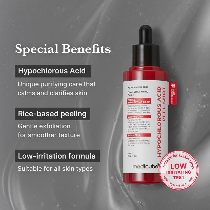 Revitalize Your Skin with Medicube's Hypochlorous Acid Rice Peel Shot Duo - Gentle Exfoliating Serum for Flawless Face & Body Care, Perfect for Pore Control, Blackhead Removal, and Hydration