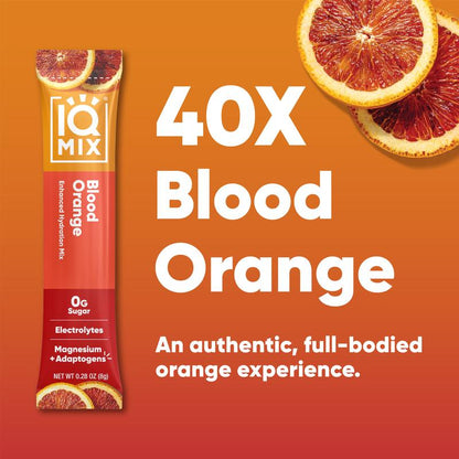 Revitalize Your Day with IQMIX Blood Orange Electrolyte Drink Mix - 40 Convenient Sticks for Ultimate Hydration and Mental Clarity