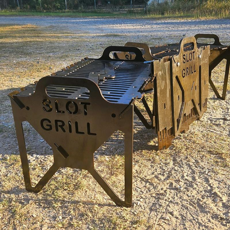 Ultimate Slot Grill: Collapsible Heavy-Duty BBQ Grill for Tailgating, Camping, and Backyard Fun!