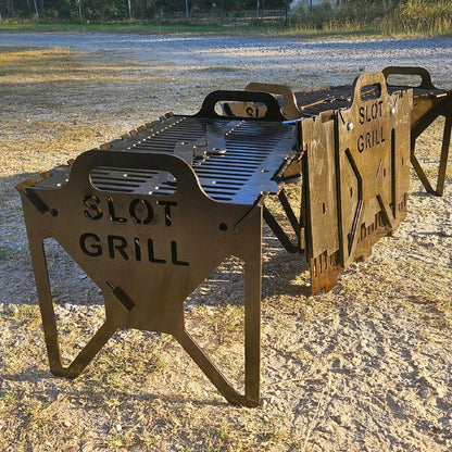 Ultimate Slot Grill: Collapsible Heavy-Duty BBQ Grill for Tailgating, Camping, and Backyard Fun!