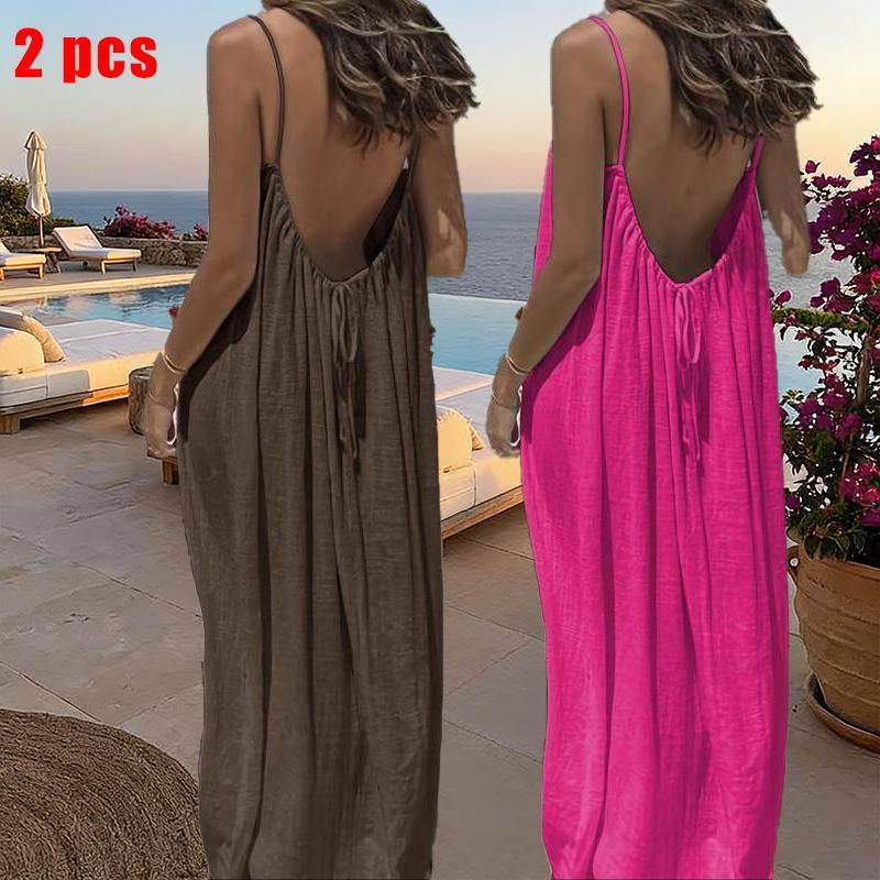 Chic and Elegant Women's Solid Color Cami Lounge Dress - Perfect Sleeveless Sleepwear for All Seasons