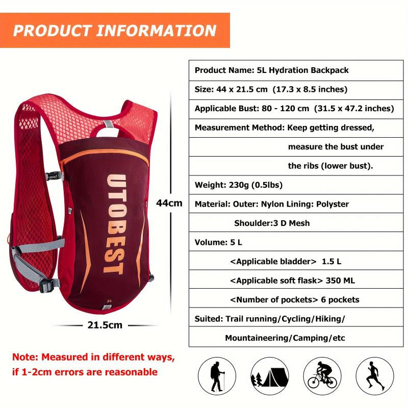 Lightweight Outdoor Running Vest Hydration Pack - Breathable and Foldable Backpack for Active Adventures