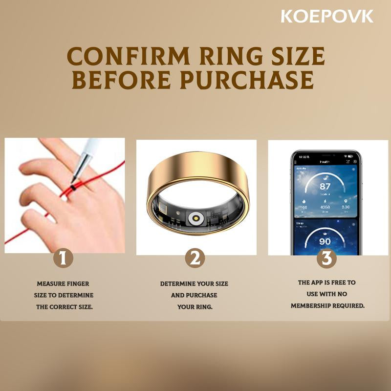 Revolutionize Your Health with the KOEPOVK Smart Ring: 24/7 Heart Rate & Sleep Monitoring, Waterproof Design, and Sleek Metal Style for All Sports
