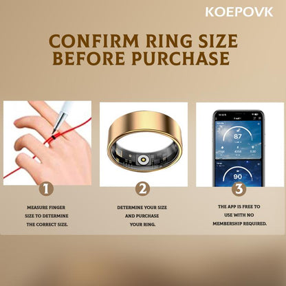 Revolutionize Your Health with the KOEPOVK Smart Ring: 24/7 Heart Rate & Sleep Monitoring, Waterproof Design, and Sleek Metal Style for All Sports