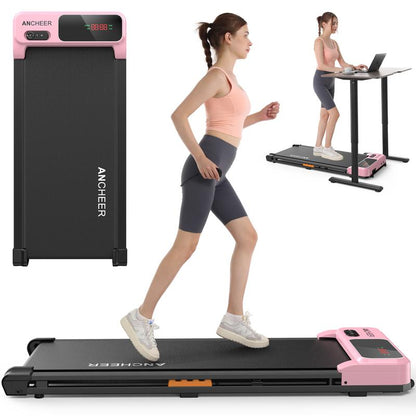 Ancheer Compact Treadmill - Vibrant Colors, Customizable Speeds, and Cushioned Comfort for Your Home Fitness Journey