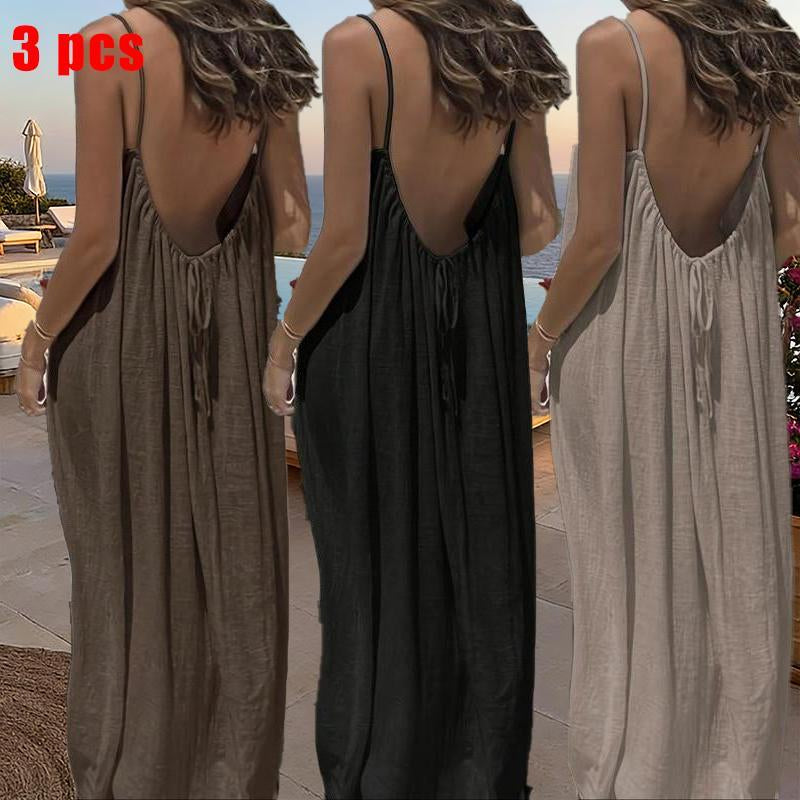 Chic and Elegant Women's Solid Color Cami Lounge Dress - Perfect Sleeveless Sleepwear for All Seasons