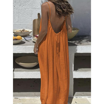 Chic and Elegant Women's Solid Color Cami Lounge Dress - Perfect Sleeveless Sleepwear for All Seasons