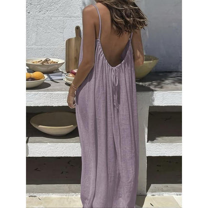 Chic and Elegant Women's Solid Color Cami Lounge Dress - Perfect Sleeveless Sleepwear for All Seasons