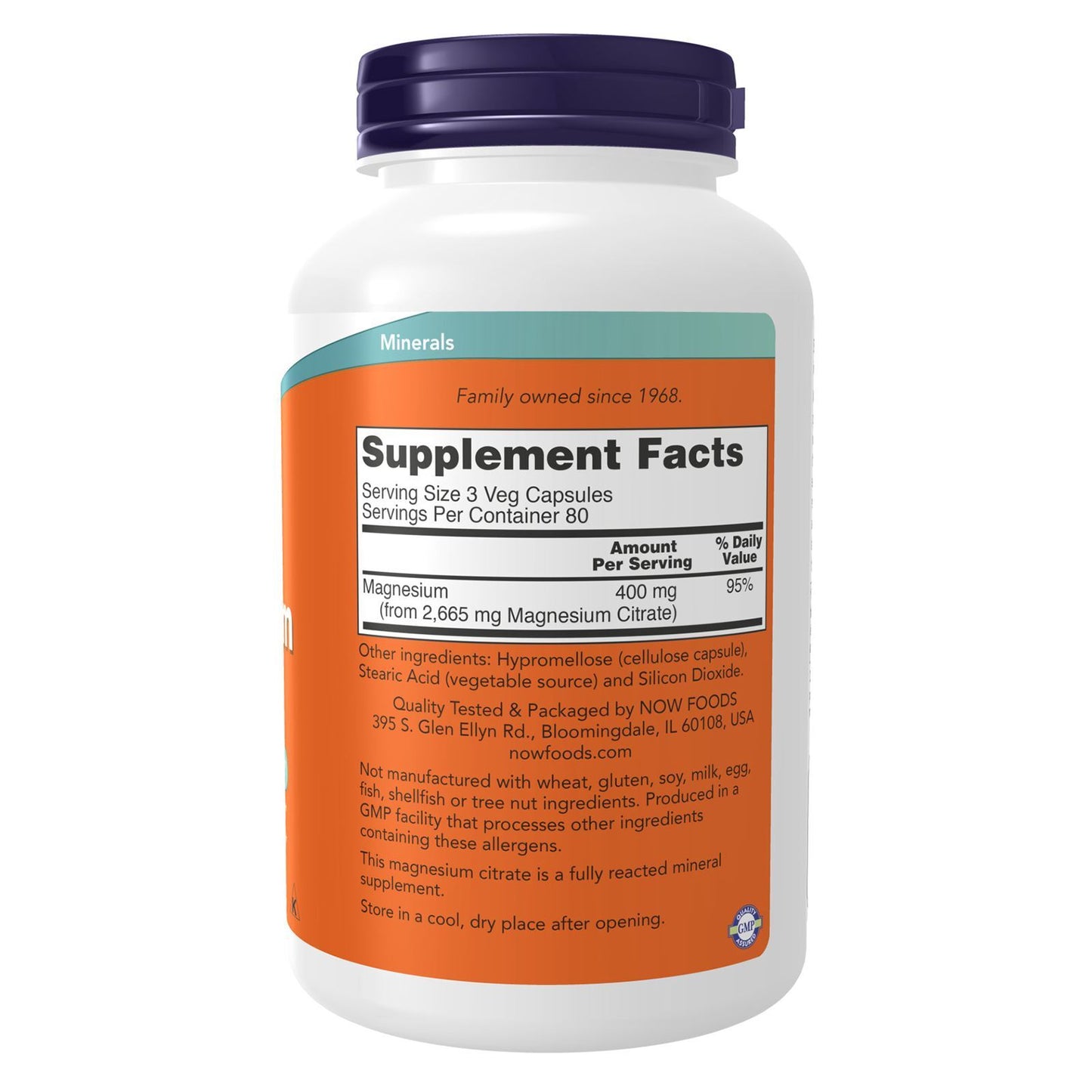 NOW Foods Magnesium Citrate - 240 Vegan Capsules for Optimal Energy and Nervous System Support