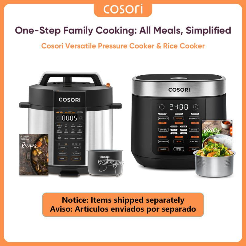 COSORI 18-in-1 Electric Rice Cooker - Versatile 5-Quart Kitchen Appliance with Slow Cook, Steam, 24-Hour Warm, Fuzzy Logic, Nonstick Pot & 50 Delicious Recipes