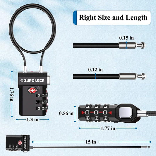 Secure Your Belongings with TSA Approved 3-Digit Combination Luggage Locks – Featuring Open Alert Indicator and Re-Settable Code for Ultimate Convenience