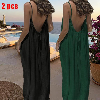 Chic and Elegant Women's Solid Color Cami Lounge Dress - Perfect Sleeveless Sleepwear for All Seasons