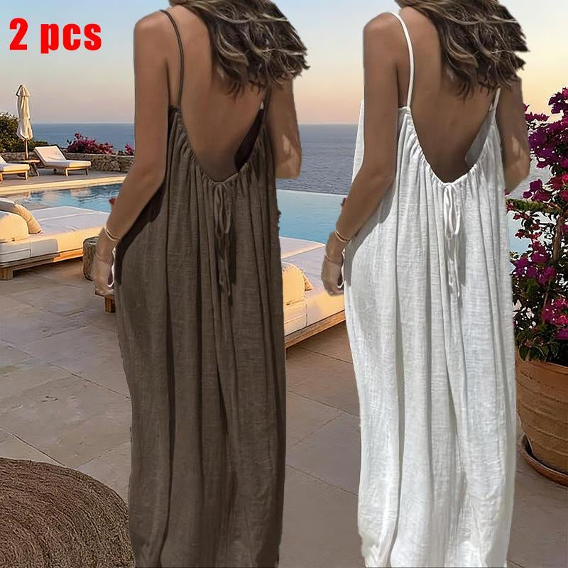 Chic and Elegant Women's Solid Color Cami Lounge Dress - Perfect Sleeveless Sleepwear for All Seasons