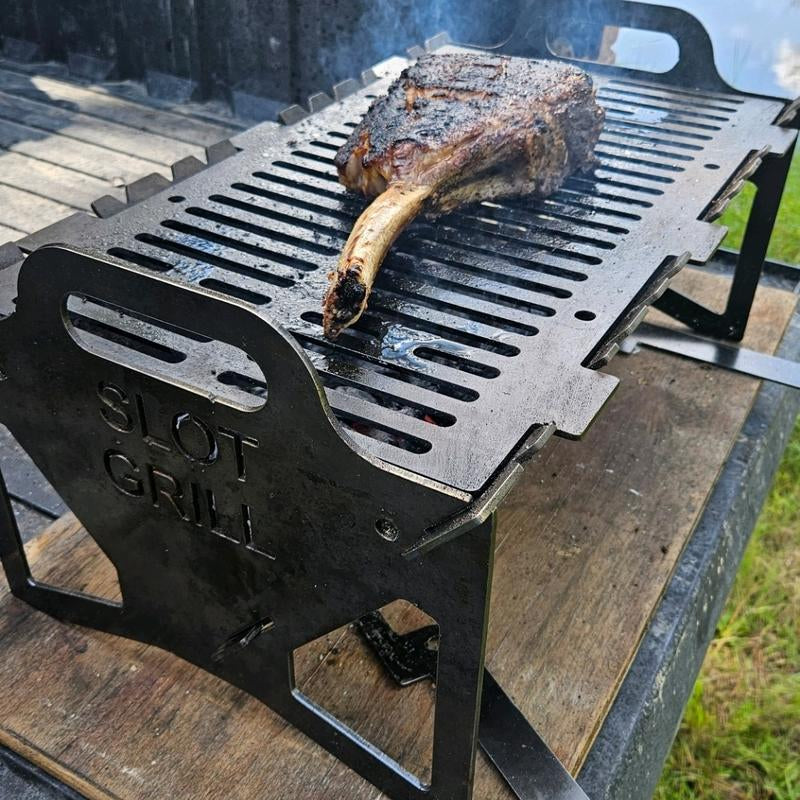 Ultimate Slot Grill: Collapsible Heavy-Duty BBQ Grill for Tailgating, Camping, and Backyard Fun!