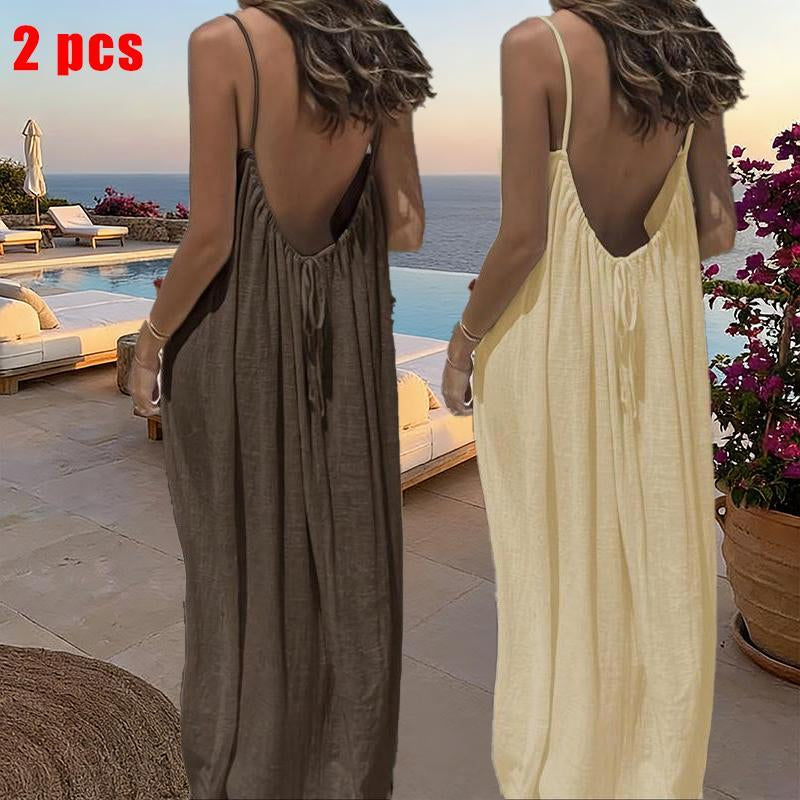Chic and Elegant Women's Solid Color Cami Lounge Dress - Perfect Sleeveless Sleepwear for All Seasons