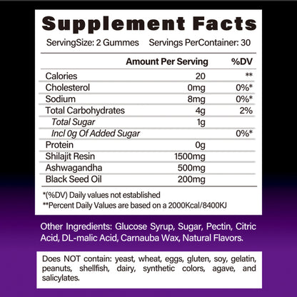 Revitalize Your Wellness with BSYS Shilajit Gummies - 60 Delicious Gummies for Health & Vitality!
