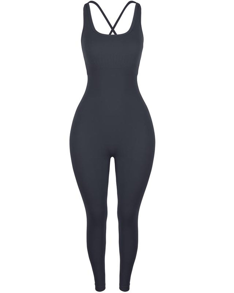 Elevate Your Workout with AUROLA Women's Seamless Strappy Jumpsuit - Perfect for Yoga and Gym Sessions!