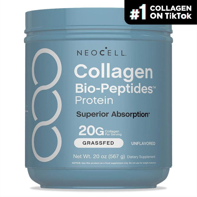 Unlock Radiant Beauty with Neocell Collagen Bio-Peptides Powder - 20Oz of Grassfed Protein Power Packed with 18 Essential Amino Acids