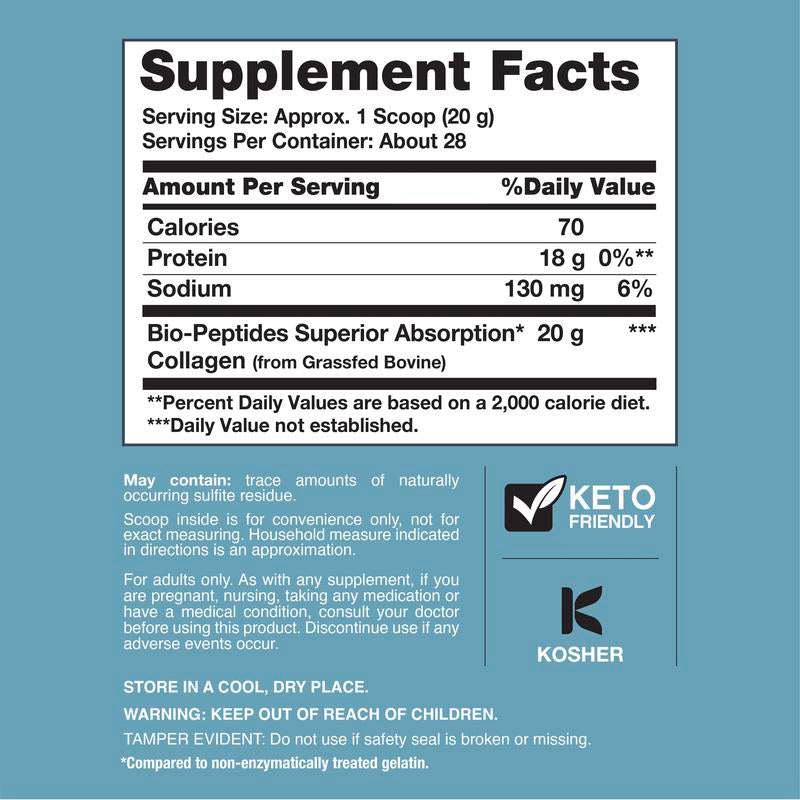 Unlock Radiant Beauty with Neocell Collagen Bio-Peptides Powder - 20Oz of Grassfed Protein Power Packed with 18 Essential Amino Acids