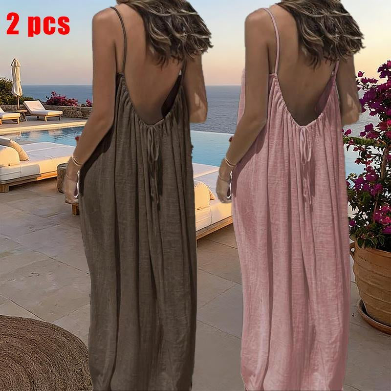 Chic and Elegant Women's Solid Color Cami Lounge Dress - Perfect Sleeveless Sleepwear for All Seasons