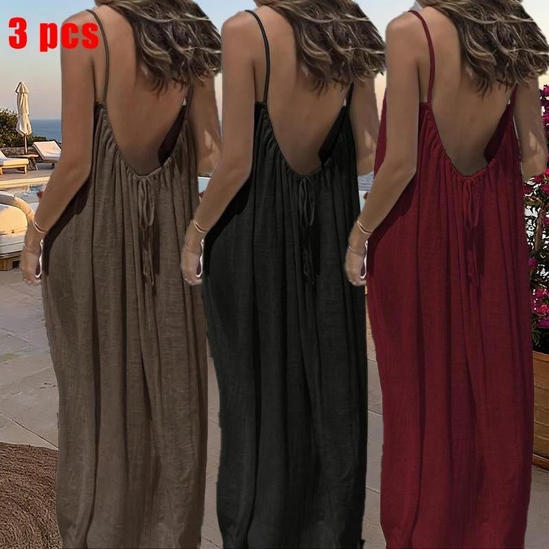 Chic and Elegant Women's Solid Color Cami Lounge Dress - Perfect Sleeveless Sleepwear for All Seasons